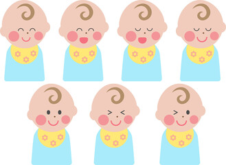 赤ちゃんの表情イラスト集_微笑む赤ちゃんたち