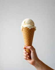 vanilla ice cream in a hand