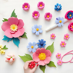 Handmade craft with paper flowers