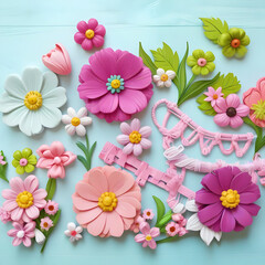 Handmade craft with paper flowers