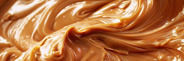 Indulge in the sumptuous richness of liquid caramel, its luscious texture tempting you with every golden swirl - obrazy, fototapety, plakaty