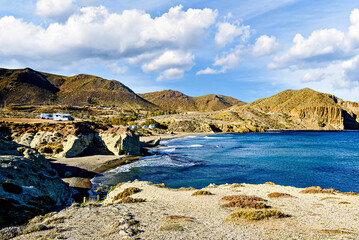 Beautiful views of the Isleta del Moro in the Cabo de Gata Natural Park, municipality of Nijar, Almeria
