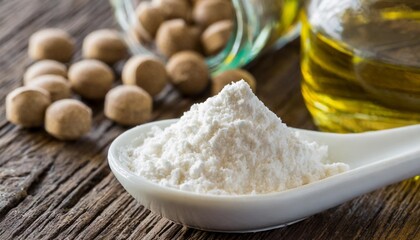 measuring spoon and white medicinal powder