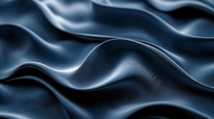 Obraz premium Blue silk fabric with soft waves.