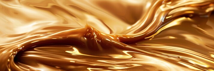 Immerse yourself in the caramel dream of liquid caramel, its golden waves inviting you to taste the essence of pure indulgence - obrazy, fototapety, plakaty