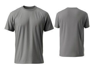 Heather gray t-shirt front and back view clothes on isolated white background