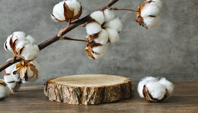 branch white cotton flowers wooden podium wallpaper pictures background hd