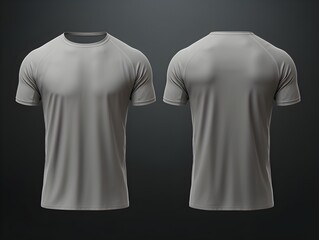 Heather gray t-shirt front and back view clothes on isolated dark background