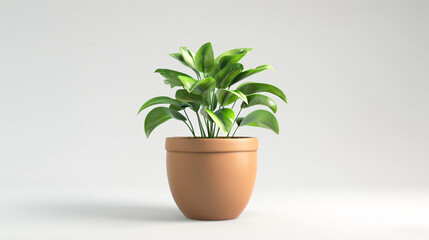 houseplant in a handmade clay pot, celebrating craftsmanship and sustainable growth, isolated
