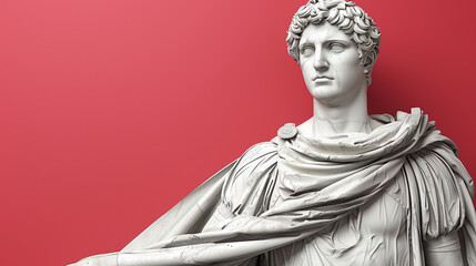 Obraz premium A white marble sculpture with red background, good lighting, no labels, photo-realistic, product, design - Generative AI.