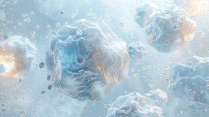 3D render of a microscopic view of a virus or bacteria with a blue and white color scheme - obrazy, fototapety, plakaty