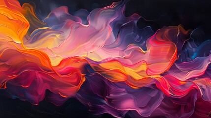 Obraz premium Colorful abstract painting with vibrant hues of purple, blue, pink and orange.