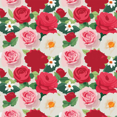 Fototapeta premium Seamless colorful decorative beautiful 3d floral peach tone ,hand drawn flower background pattern design vector illustration