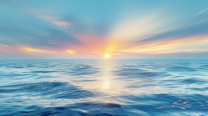 Obraz premium b'The setting sun casts a golden glow on the ocean'