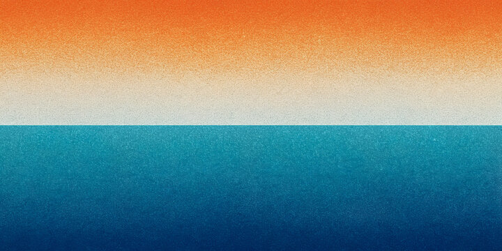 A gradient transitions from a warm orange at the top to a deep blue at the bottom, reminiscent of a sunset over the ocean. The colors have a grainy texture that suggests a sandy or stippled effect.AI 