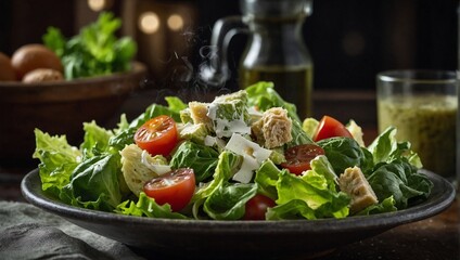 A bowl of fresh Caesar salad