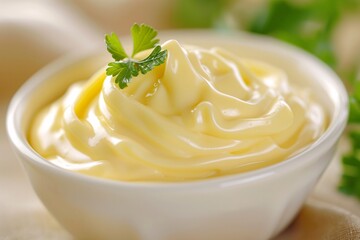 Surrender to the creamy embrace of liquid mayonnaise, its velvety texture and delicate scent creating a sense of peace