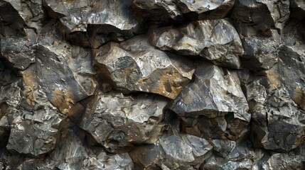 Rough stone surface close-up with assorted rocks