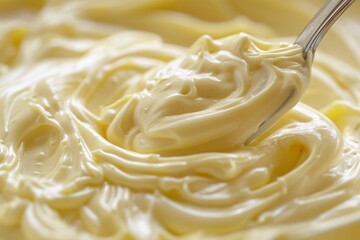 Lose yourself in the velvety smoothness of liquid mayonnaise, its subtle flavor and pale appearance inspiring tranquility - obrazy, fototapety, plakaty