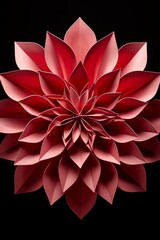 b'Pink paper flower with black background'