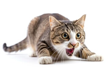 Fototapeta premium Cat act like shocking animal mammal pet.