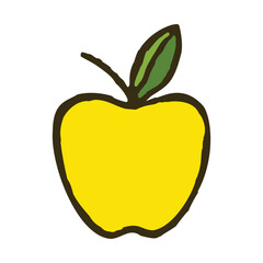 Hand drawn apple doodle. Colored simple outline illustration. Vector illustration isolated on white background.