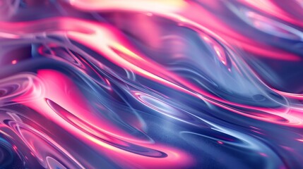 Pink and blue glossy abstract waves. - obrazy, fototapety, plakaty