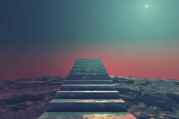 stairway to nowhere leading to a dead end meaningless life concept illustration