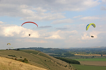 Paragliders at Golden Ball in Wiltshire	