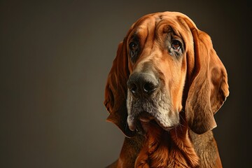 Majestic Bloodhound with droopy ears and soulful expression, adding elegance to any composition - obrazy, fototapety, plakaty