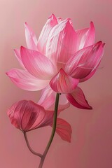 b'Pink lotus flower with detailed petals'