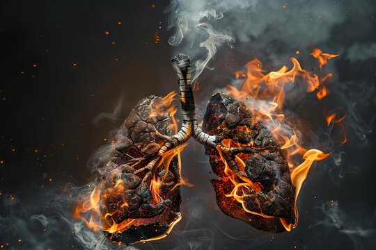 the deadly poison of cigarettes burning lungs symbolizing tobaccos harmful effects conceptual photography for world no tobacco day