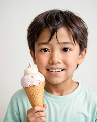 boy holding a ice cream in hand