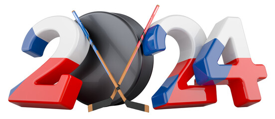 Hockey Championships in the Czech Republic, 3D rendering isolated on transparent background