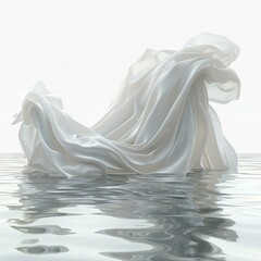 White silk floating on water