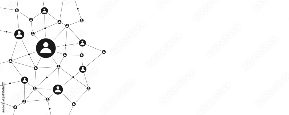Leinwandbilder User network structure connect dots and lines background template vector. Global wireless server communication system. Team social linked global digital database.