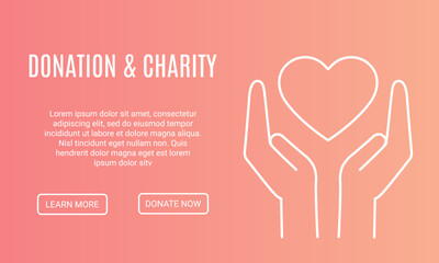Donation and charity banner template. Fundraising, donation or charity event landing page