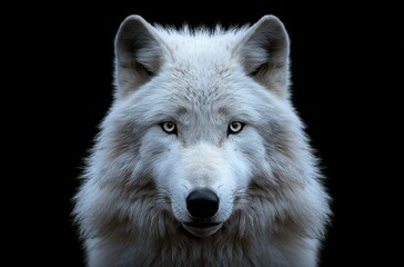 Obraz premium A wolf with a white face and fur. The wolf has a very intense look on its face