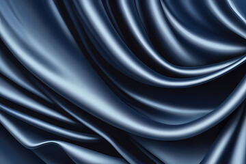 Obraz premium Blue silk fabric luxury background. Wavy abstract satin cloth texture pattern. Smooth shiny drape material curtain.