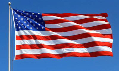 American flag on the blue sky - 795446821