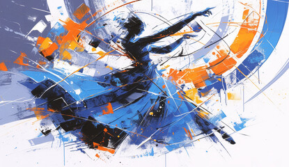 abstract dancer painting in dynamic pose