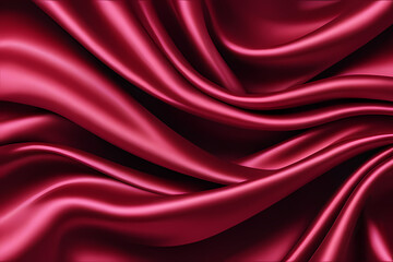 Obraz premium Red silk fabric luxury background. Wavy abstract satin cloth texture pattern. Smooth shiny drape material curtain.