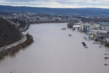 Rhine flood between Neuwied and Andernach 01/2024