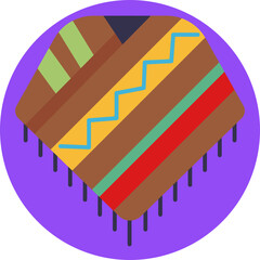 Vibrantly colored poncho icon evoking the spirit of Mexican fiestas, adorned with traditional patterns and lively hues, perfect for adding flair to your designs. - obrazy, fototapety, plakaty