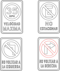 Vector sketch illustration design of road closure sign for safety work project in Spain