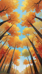 Golden Autumn Canopy, A Background Painted with the Brilliant Colors of Fall Foliage.