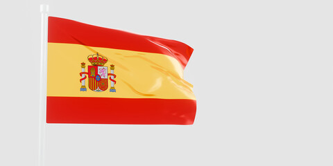 Spain flag of silk-3D illustration. 3d render.