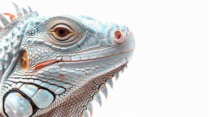 Fototapeta premium (Iguana Iguana) on a white background will show off the bright colors and intricate details of this amazing reptile. With a distinctive shade that can only be seen on the head.