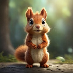 Obraz premium Red squirrel enjoying nuts in the forest