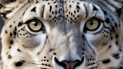 Intense Stare, Close-up of the Big Eyes of a Snow Leopard, Exuding Quiet Strength.